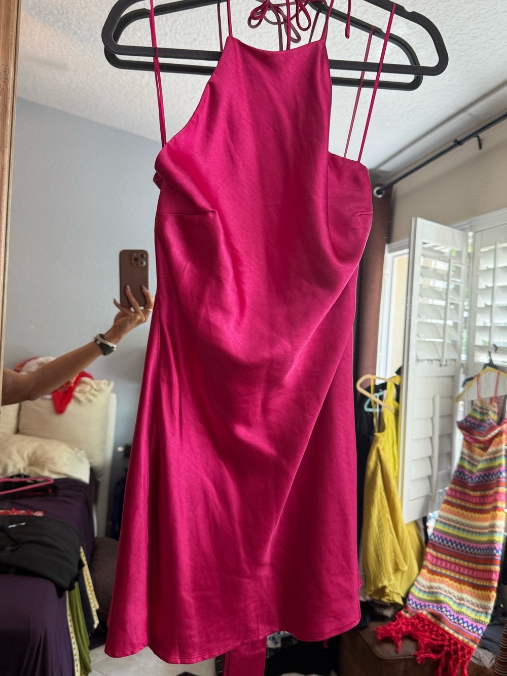 Lena Fuchsia Halter Mini Dress